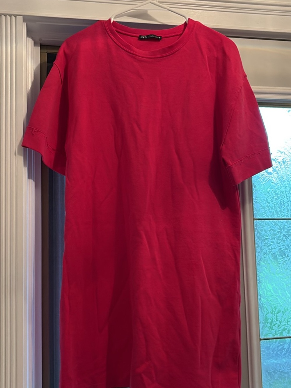 ZARA Men’s Hot Pink Short Sleeve Crewneck T-Shirt Dress size small s